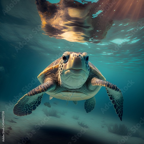 Fotografia sea turtle swimming in the ocean