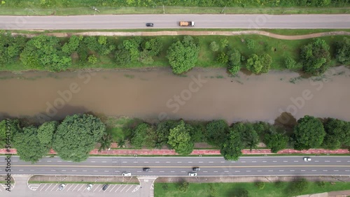 Aerial view of Parque das Águas in Sorocaba, Brazil. Top view photo