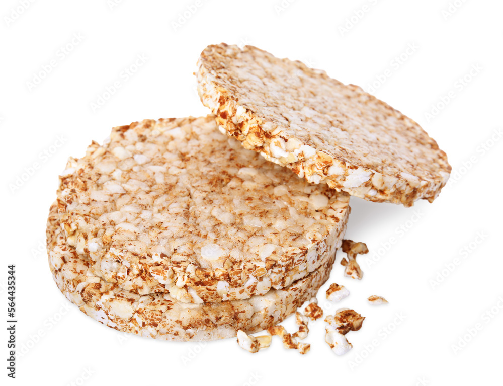 Fresh crunchy rice cakes on white background Fresh crunchy rice cakes on white background