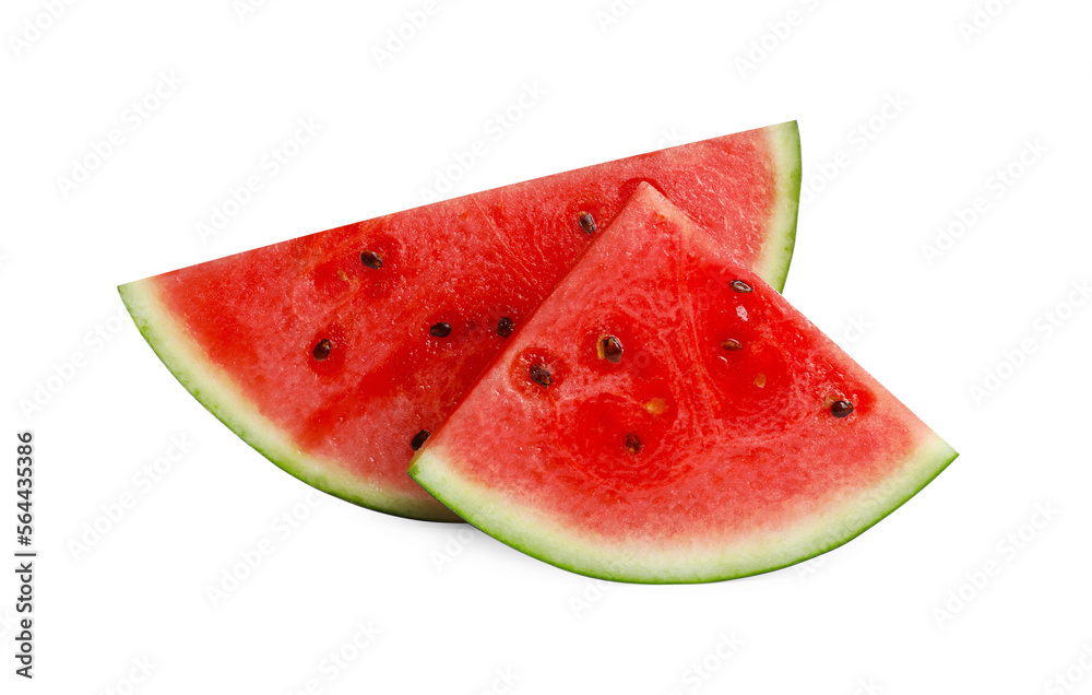 Slices of delicious ripe watermelon on white background Slices of delicious ripe watermelon on white background