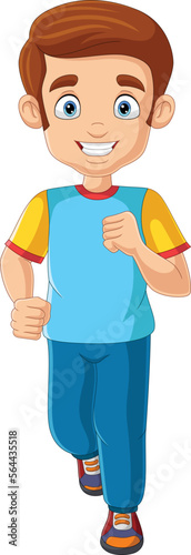 Cartoon man jogging on white background