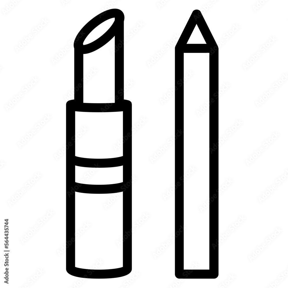 lipstick and eyebrow pencil line icon lipstick and eyebrow pencil line icon