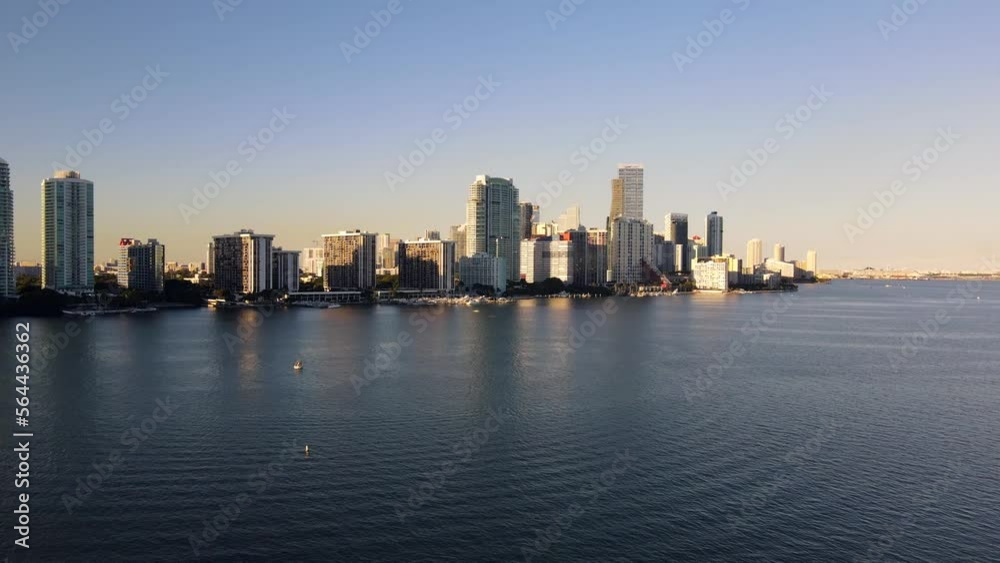 Downtown Miami Brickell View from Virginia Biscayne Keys Yacht Sunset Downtown Miami Brickell View from Virginia Biscayne Keys Yacht Sunset