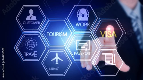 Visa Hexagonal Touch Screen Concept Hexagonal virtual Touch Screen Concept with man touching screen with finger and light streak
