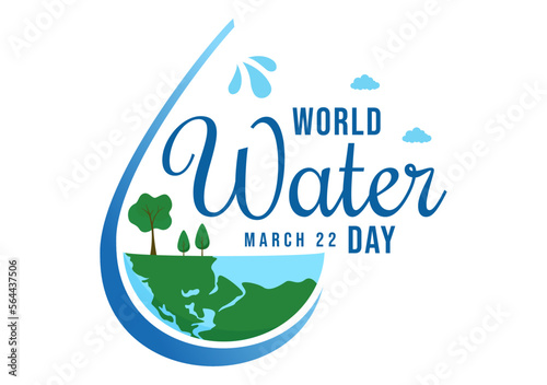 World Water Day on 5 March Illustration with Waterdrop from Earth for Web Banner or Landing Page in Flat Cartoon Hand Drawn Templates Illustration