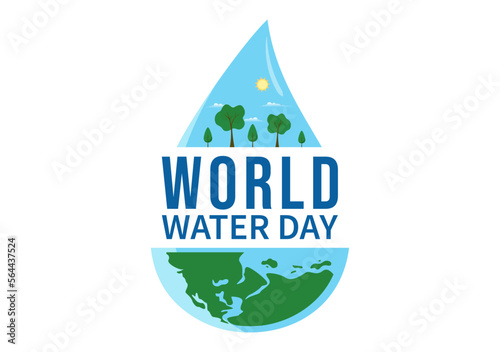 World Water Day on 5 March Illustration with Waterdrop from Earth for Web Banner or Landing Page in Flat Cartoon Hand Drawn Templates Illustration