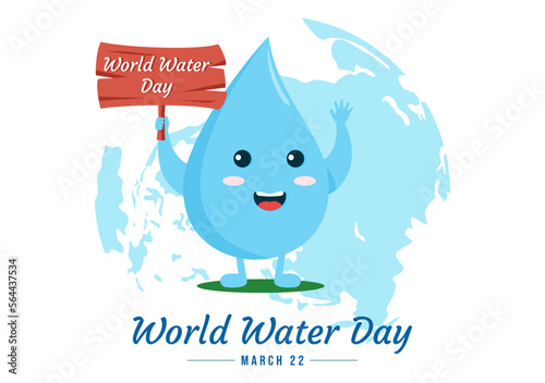 World Water Day on 5 March Illustration with Waterdrop from Earth for Web Banner or Landing Page in Flat Cartoon Hand Drawn Templates Illustration