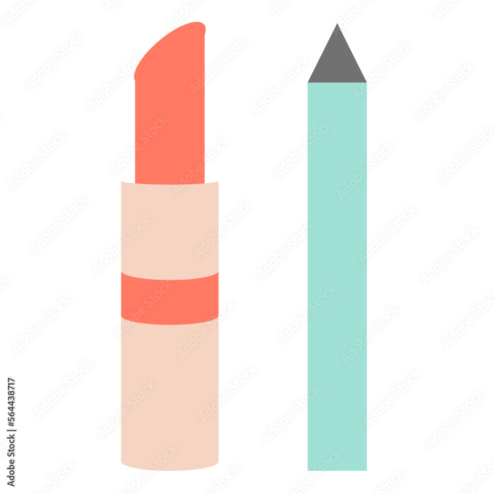 lipstick and eyebrow pencil flat icon lipstick and eyebrow pencil flat icon