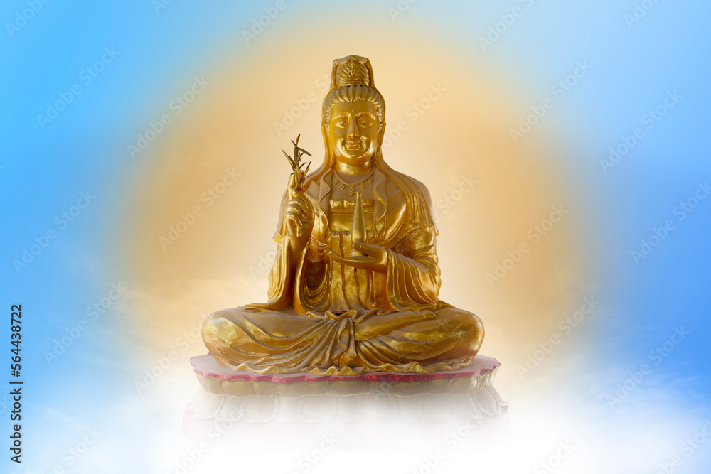 Golden Guan Yin is meditating in heaven. Golden Guan Yin is meditating in heaven.