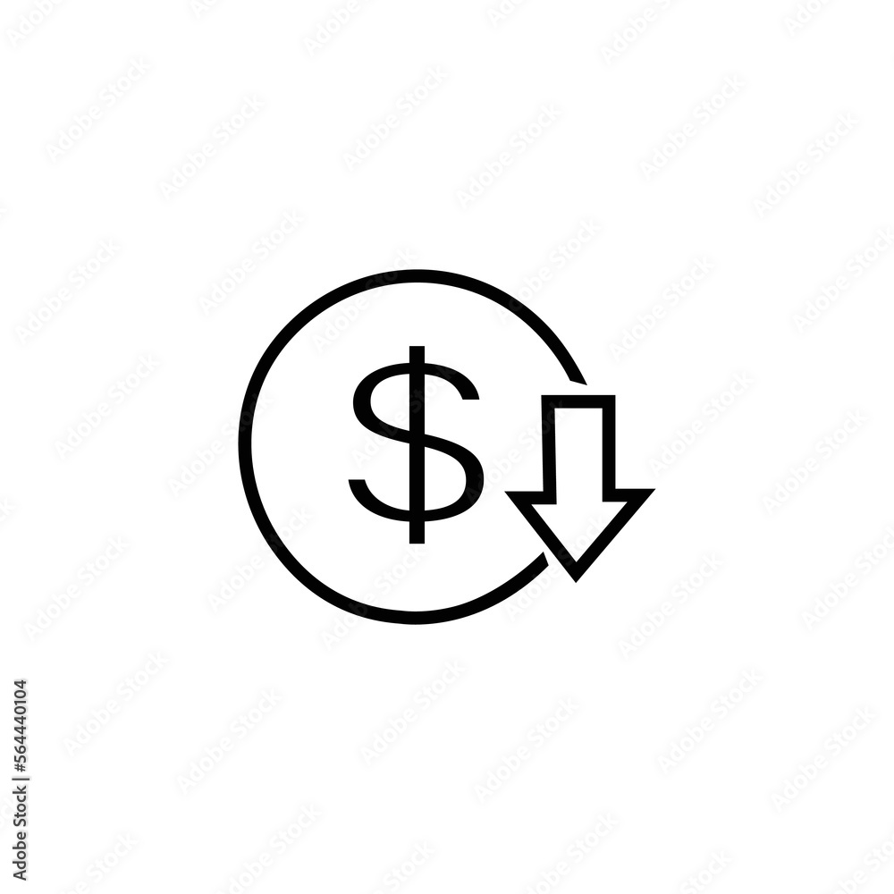 cost reduction icon vector. Reduce costs sign and symbol vector design cost reduction icon vector. Reduce costs sign and symbol vector design