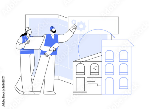 Old buildings modernization abstract concept vector illustration.