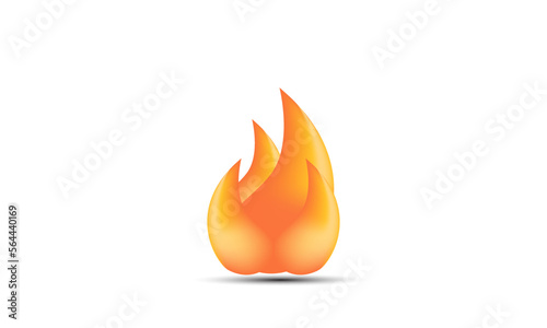 illustration flame fire yellow red colors realistic 3d creative isolated on background.Realistic vector illustration.