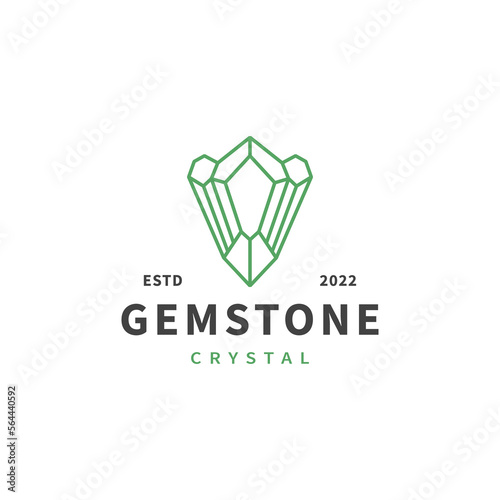 emerald gemstone logo design illustration with line art style 2