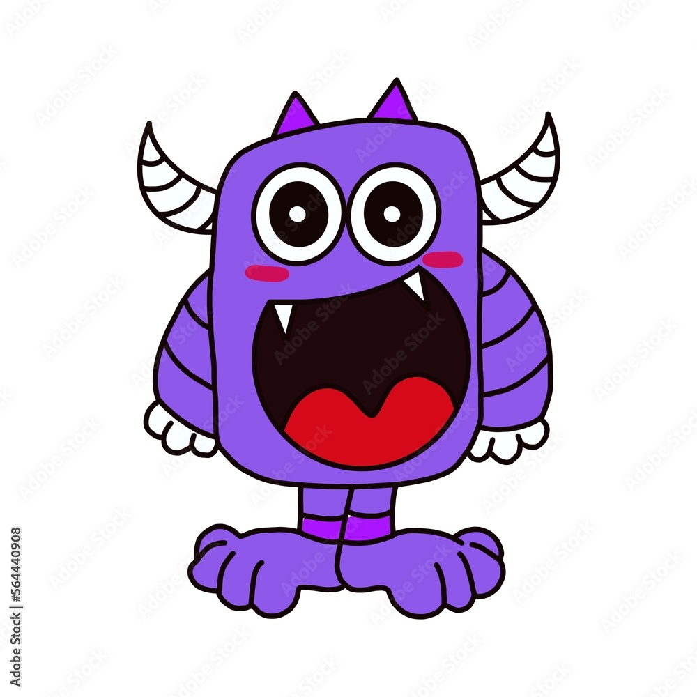 cute purple monster,fun logo purple monster