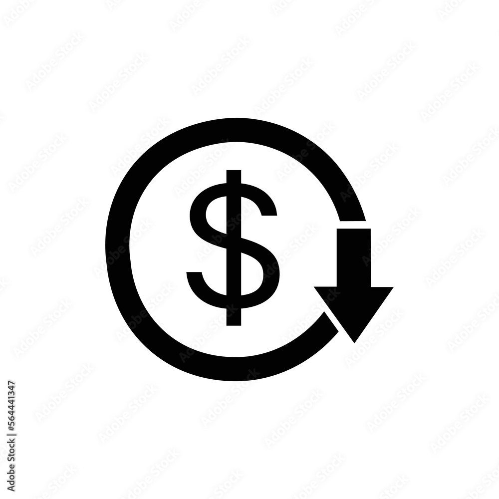 Cost reduction icon vector. Reduce costs sign icon symbol vector design Cost reduction icon vector. Reduce costs sign icon symbol vector design