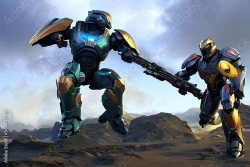 Futuristic Sci-fi Jaegers in Desolate land HD 4
