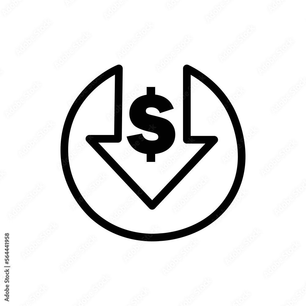 icon reduction in flat costs. Dollar Decreases Vector icons icon reduction in flat costs. Dollar Decreases Vector icons
