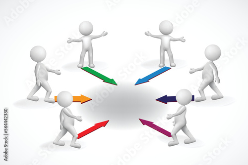 3D white small people - Meet concept business partners success investors workers group of friends icon vector image design
