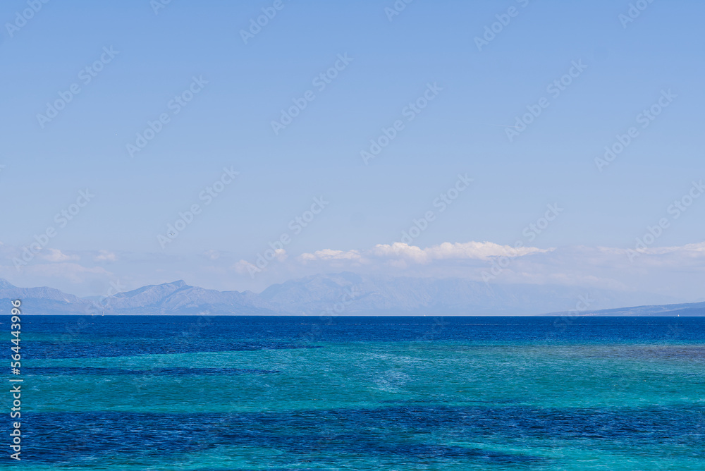 Beautiful scene of seascape, Mediterranean Sea , Sunny day. Colorful seascape at Sunny day, adriatic sea. the beauty of the ocean