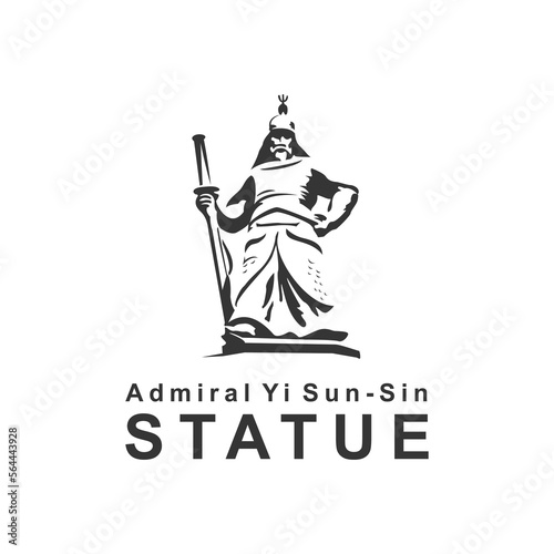 Statue of Admiral Yi Sun-Sin vector icon on white background black  South Korea travel tourism destination