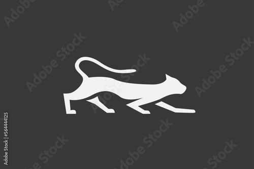 Illustration vector graphic of cat attack hunting prey silhouette