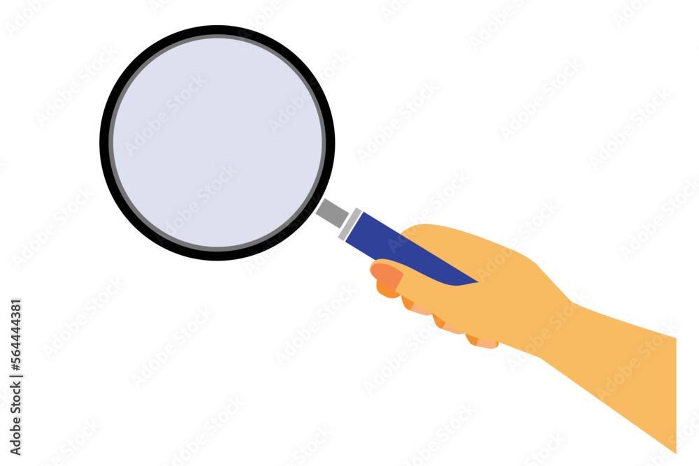 simple vector hand hold magnifier isolated at white simple vector hand hold magnifier isolated at white