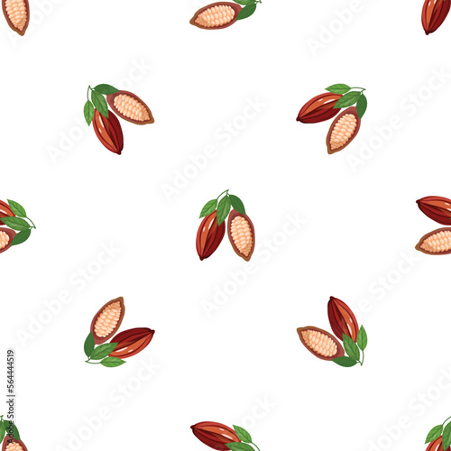 Fototapeta Naklejka Na Ścianę i Meble -  Cocoa fruit pattern seamless background texture repeat wallpaper geometric vector