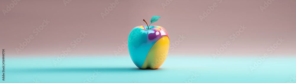 Obraz premium colorful apple, facing centered composition, soft solid colors. generative AI
