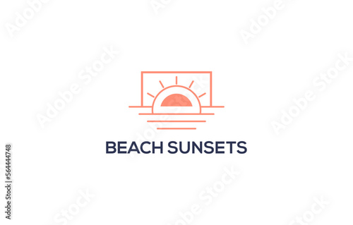 sunset beach box modern minimalist logo design