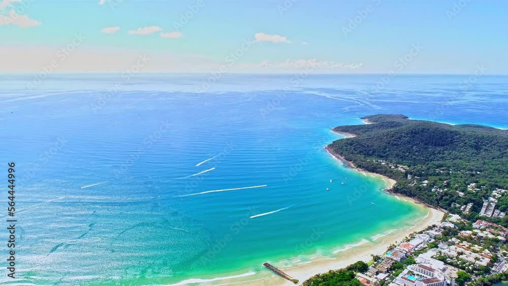 Aerial shot of the azure ocean under the blue sky, beautiful landscape Aerial shot of the azure ocean under the blue sky, beautiful landscape