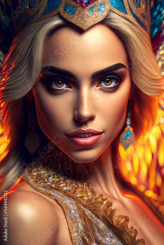 Attractive blonde samba dancer, brazilian carnival, beautiful woman, generative AI © Lemart