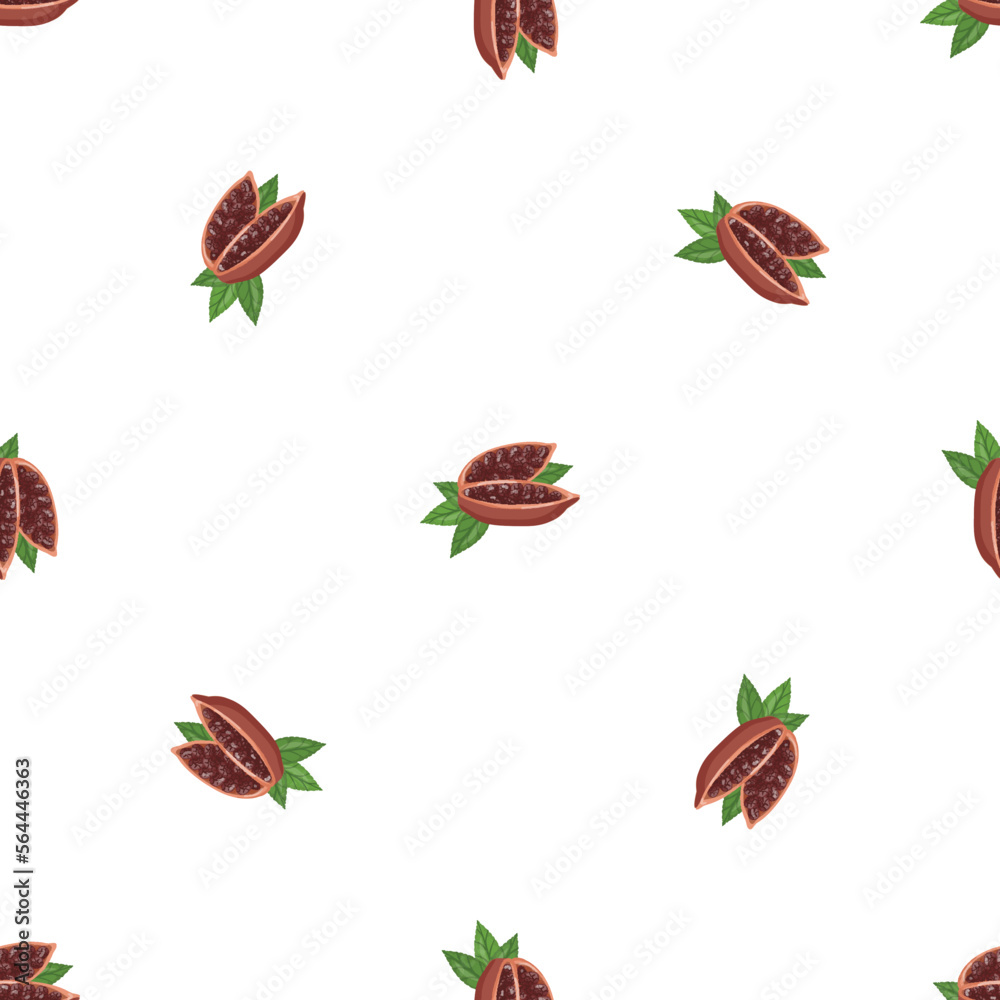 Obraz premium Cutted organic fruit cacao pattern seamless background texture repeat wallpaper geometric vector
