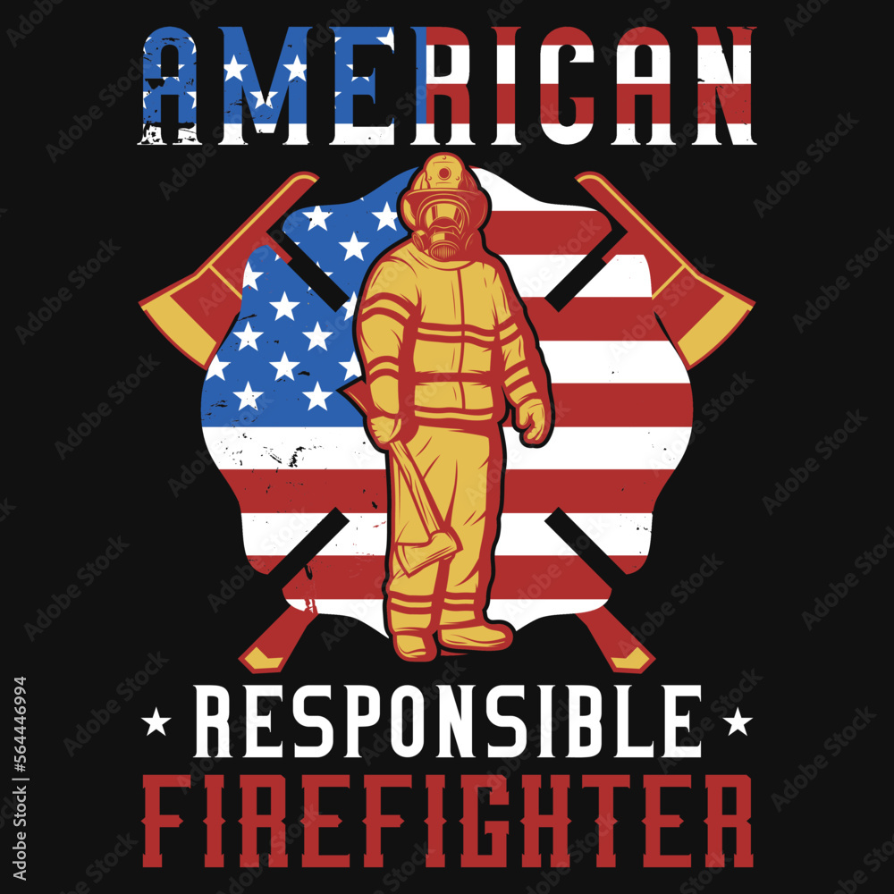 American firefighters tshirt design 