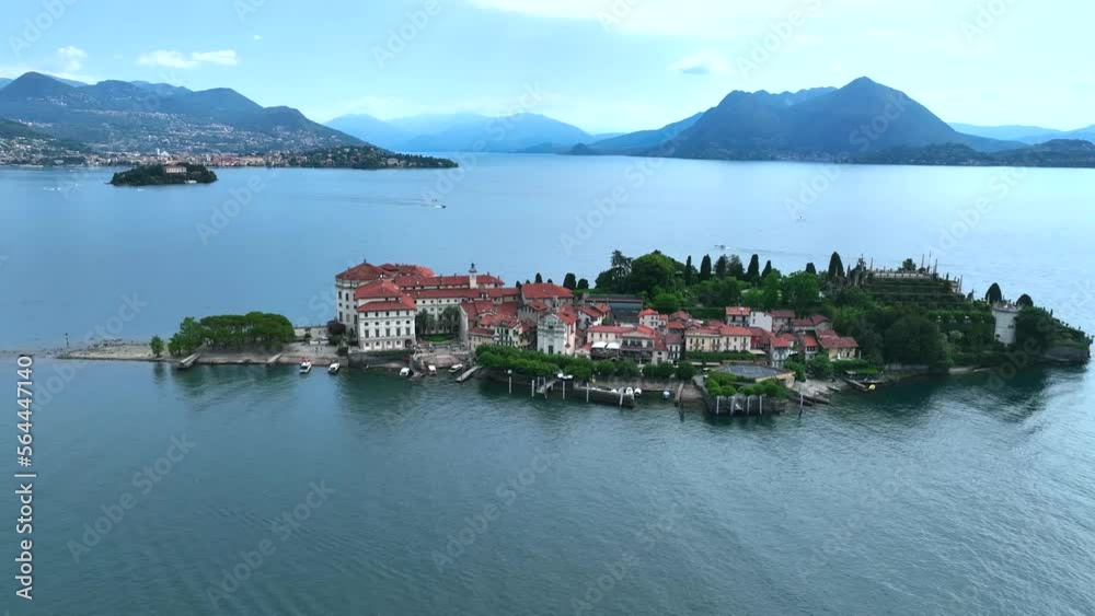 Aerial view of Isola Bella, in Isole Borromee archipelago in Lake Maggiore, Italy Aerial view of Isola Bella, in Isole Borromee archipelago in Lake Maggiore, Italy