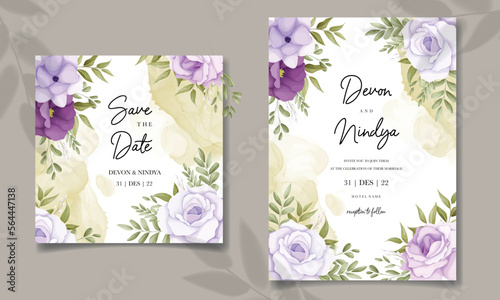 Beautiful soft purple flowers wedding invitation card