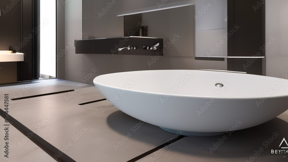 modern bathroom, bathtub, postmodern, Generative AI