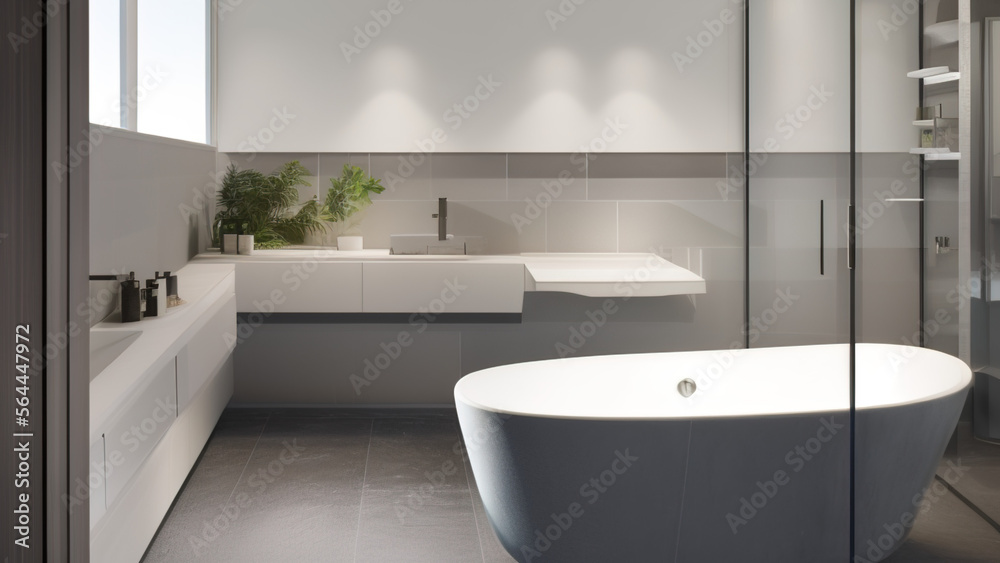 modern bathroom, bathtub, postmodern, Generative AI modern bathroom, bathtub, postmodern, Generative AI