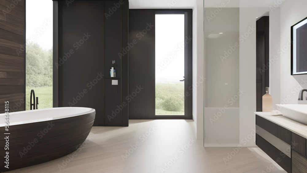 modern bathroom, bathtub, postmodern, Generative AI modern bathroom, bathtub, postmodern, Generative AI