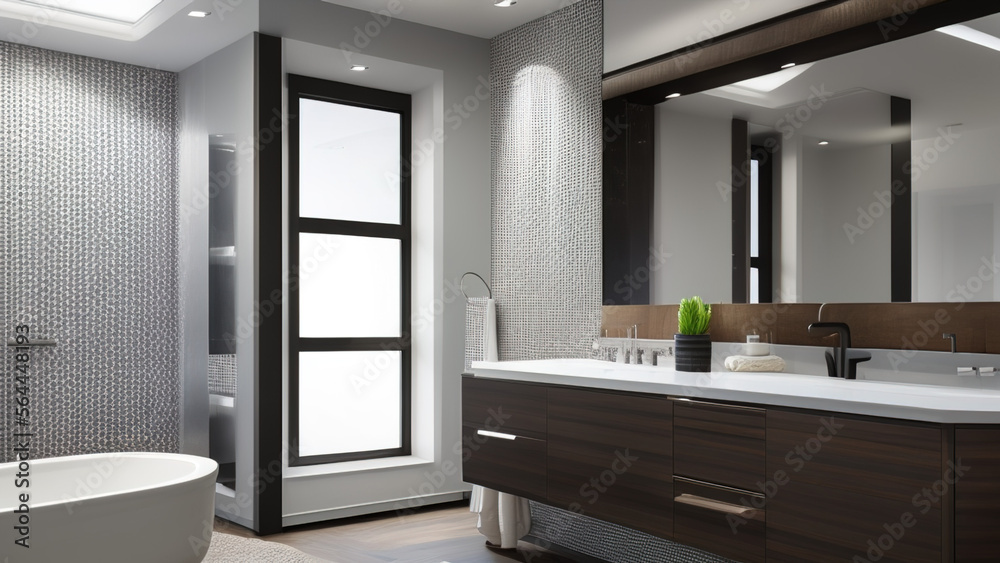 modern bathroom, bathtub, postmodern, Generative AI modern bathroom, bathtub, postmodern, Generative AI