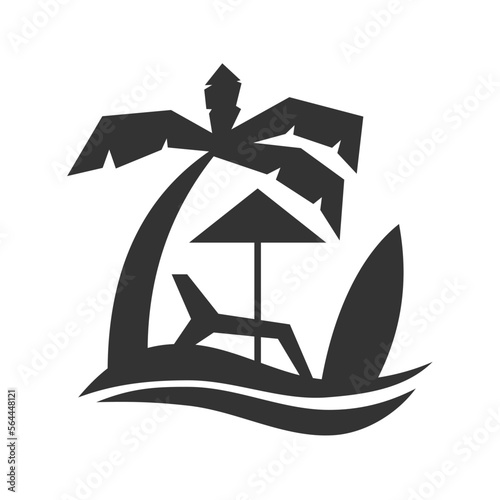 Summer beach holiday logo template Icon Illustration Brand Identity.Isolated and flat illustration. Vector graphic
