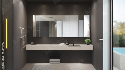 modern bathroom, bathtub, postmodern, Generative AI