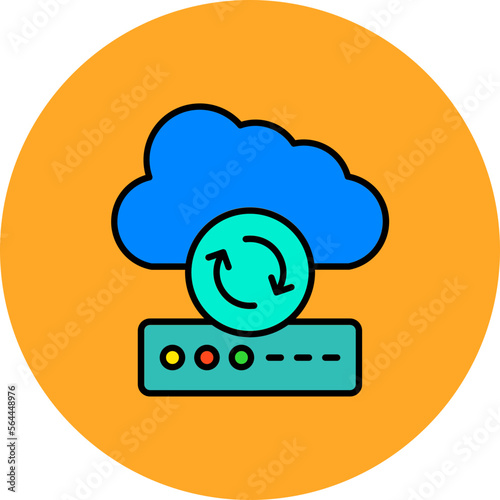 Cloud Sync Multicolor Circle Filled Line Icon