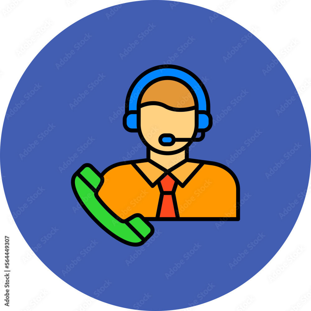 Customer Service Multicolor Circle Filled Line Icon