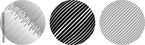 Set of black vector spheres. Design element for tattoo, symbol, web, prints, template, pattern, flyers, brochures,  background. Abstract geometric shape. 