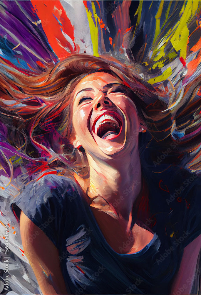 Obraz premium cyberpunk girl big smile made by generative ai