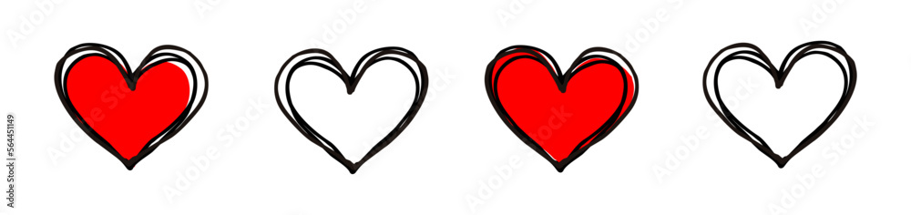 FOUR HEARTS IN A ROW WITH INTERSPERSED RED COLOR