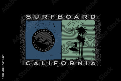 California typography, tee shirt graphics, vectors, surfing paradise, 