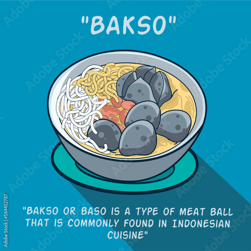 meatball flat design, indonesian food meatball
