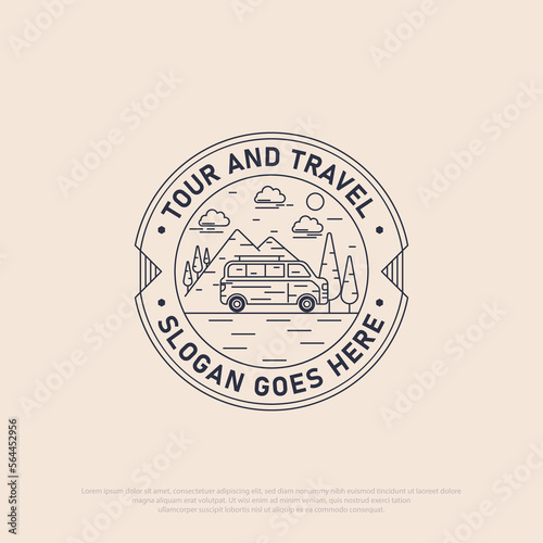 Outline Tour and travel logo vector, best for travel, holiday, outdoor activity icon logo designs