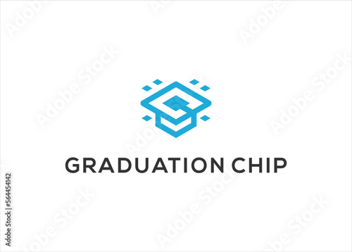 Graduation Chip logo design vector template
